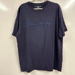 Tommy Hilfiger XXL Navy Embroidered Logo Tee Classic Preppy Streetwear